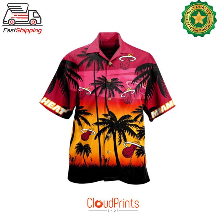 Nba Miami Heat Red Yellow Palm Trees Trendy Hawaiian Shirt