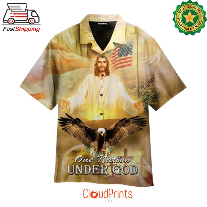 One Nation Under God Jesus Bless Americans Hawaiian Shirt